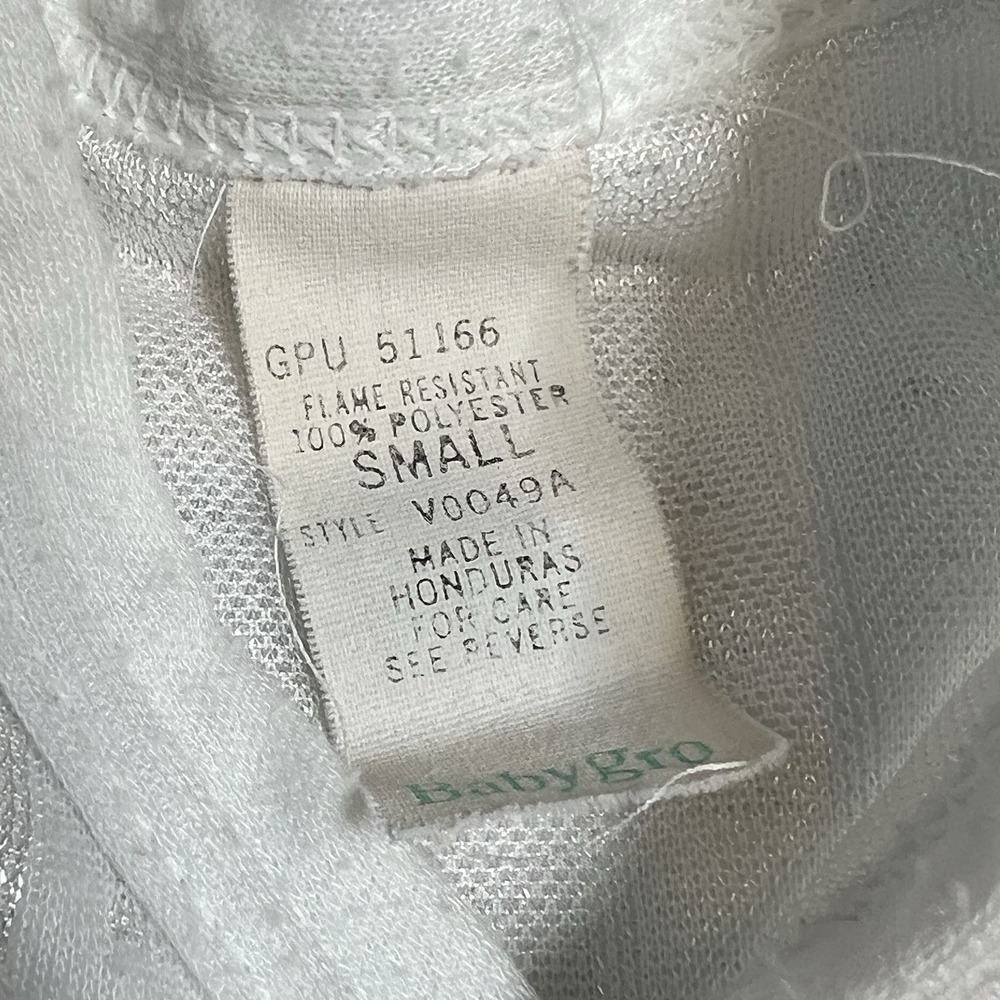 Vintage Tiny Tots Sheer White Baby Romper Footed Sleeper Embroidered Baby Gro - Picture 4 of 5